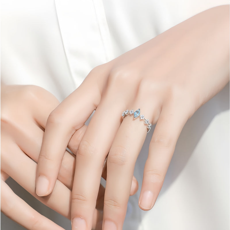 Aquamarine Crown Ring, Genuine Gemstone Crystal Chakra Jewelry