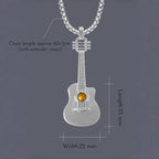Natural Tiger Eye Stone Necklace — Personalized Guitar Pendant for Boyfriend