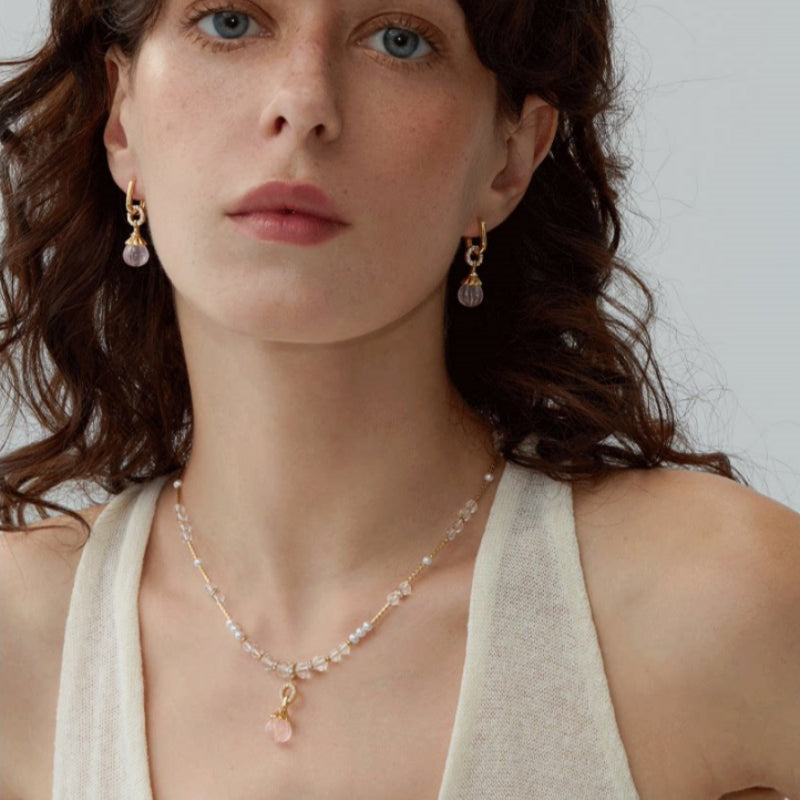 Flacon de parfum en quartz rose et quartz clair – Amour et Clarté
