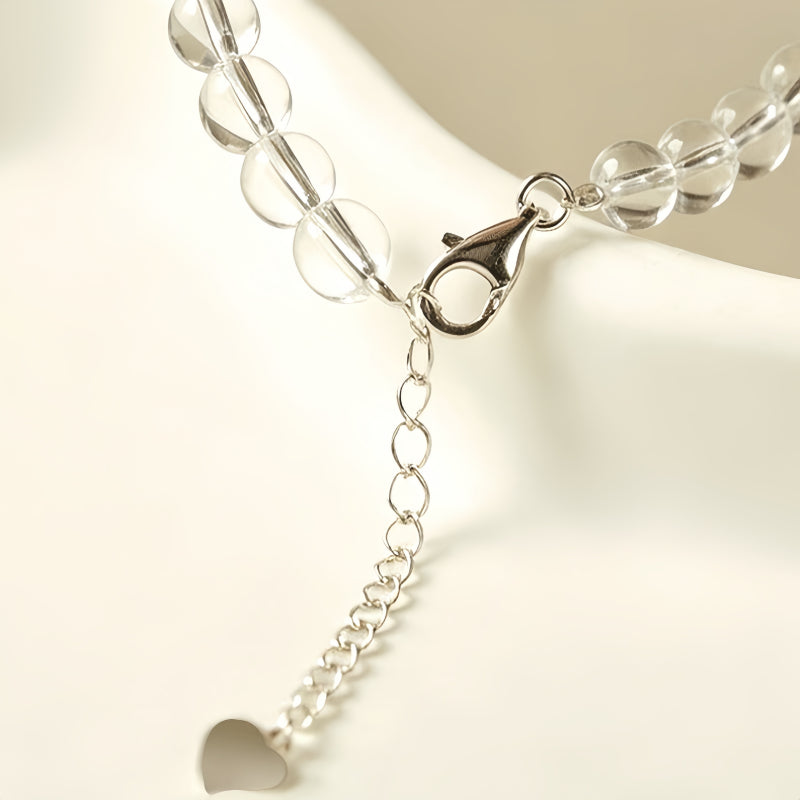 Natural White Crystal Cherry Bracelet Necklace Set – Soothe Emotions, Cleanse Aura