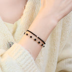 Obsidian, Black Onyx & Clear Quartz Stackable Bracelet - Protection & Balance
