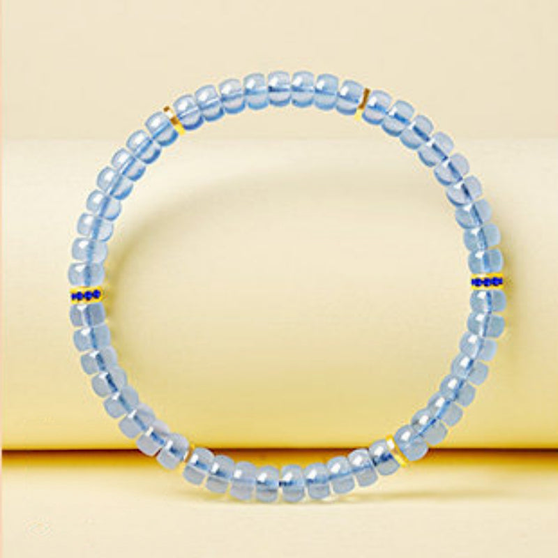 Bracelet lune en aigue-marine naturelle