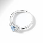 Bague Cœur Aigue-marine Naturelle - Attire la Richesse & Porte-bonheur du Gentilhomme
