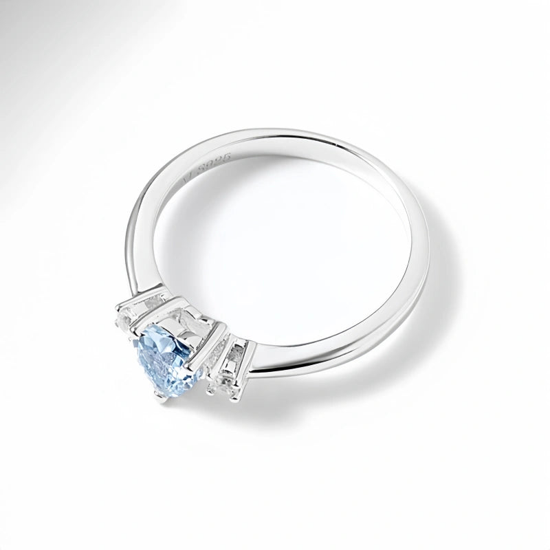 Bague Cœur Aigue-marine Naturelle - Attire la Richesse & Porte-bonheur du Gentilhomme