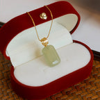 Gentle Natural Hetian Jade Plain Tablet Necklace - Peace & Serenity