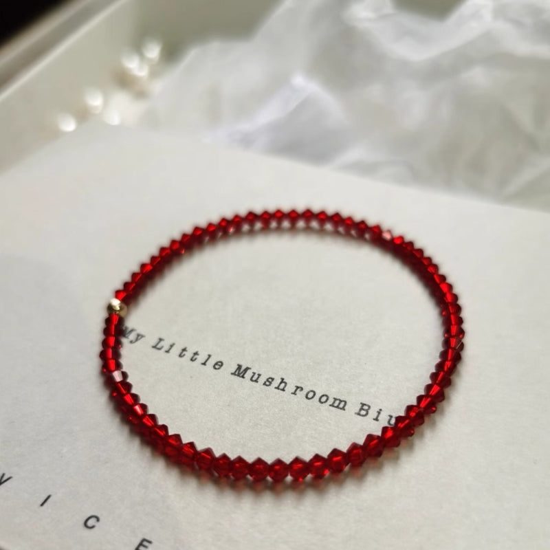Natural Garnet Beaded Bracelet - Lucky Red String