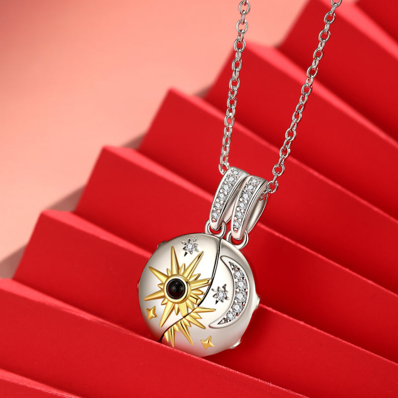 Lovers Moon & Star Necklace - Day and Night Yearning for Each Other