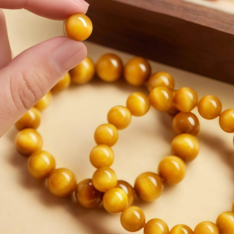 Bracelet brésilien authentique en œil de tigre doré naturel pour femme - Attire la richesse