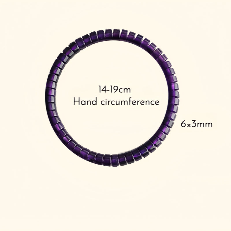Natural Straight Cut Amethyst Tube Beads Bracelet - Purify Negativity, Sharpen Intuition and Clear Mind