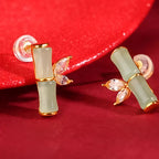 Boucles d'oreilles en bambou de jade Hetian naturel