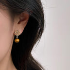 Asymmetric Tiger Eye Earrings, Wealth Crystal Ear Accessory