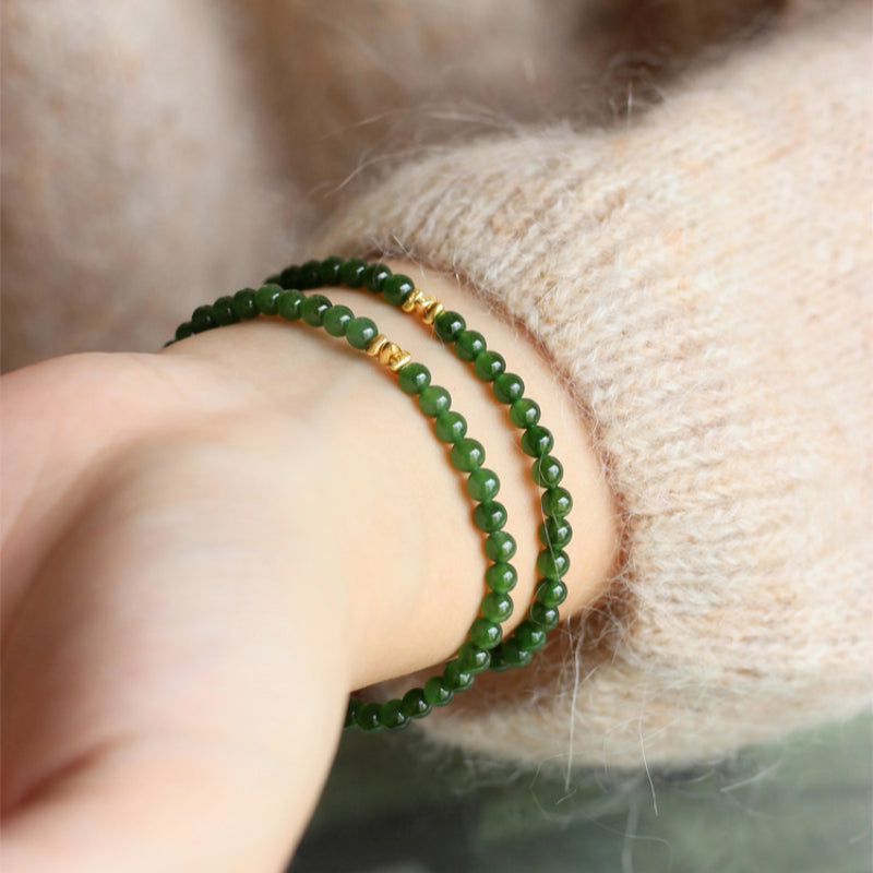 Spinach Green Hetian Jade Bracelet— Pure Grace Hetian Jade