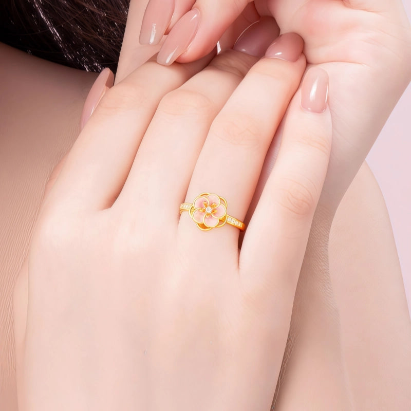 Bague Tournante Fleur de Cerisier Romantique - Bague de Pureté