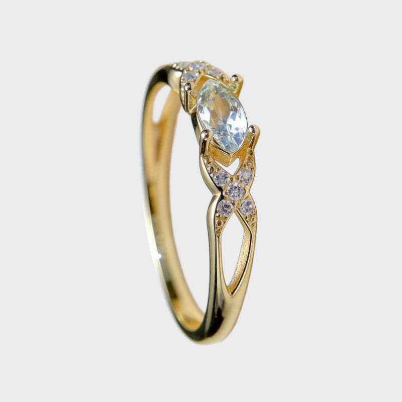Natiural Aquamarine Intersection Fashion Ring - Clarity & Positive Flow
