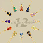 Birthstone Necklace for 12 Months, Lucky Fortune Pendant Birthday Gift for Her