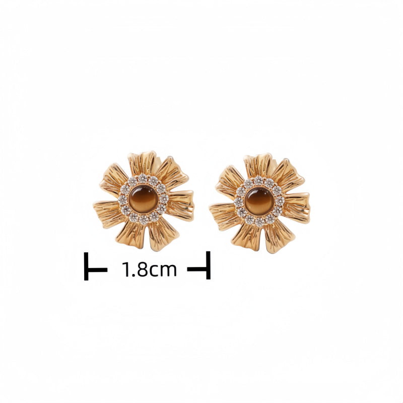 Natural Tiger Eye Earrings — Maillard Little Daisy Girls Gift