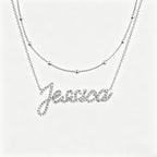 Collier prénom en diamant pavé sur mesure | Collier lettre de luxe minimaliste en argent sterling 925