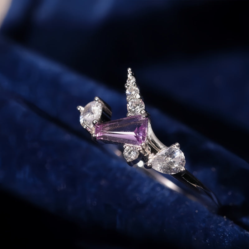 Bague Licorne en Améthyste Naturelle - Tête Claire, Chemin de Chance
