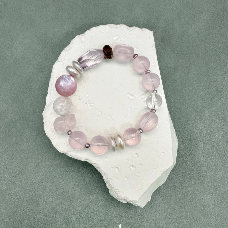 Rose Quartz & Snow Phantom & Pearl Bracelet – Attract Love, Soothe Emotions