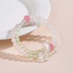 Natural Rose&Clear Quartz Prehnite White Agate Bracelet - Tranquility and Strength