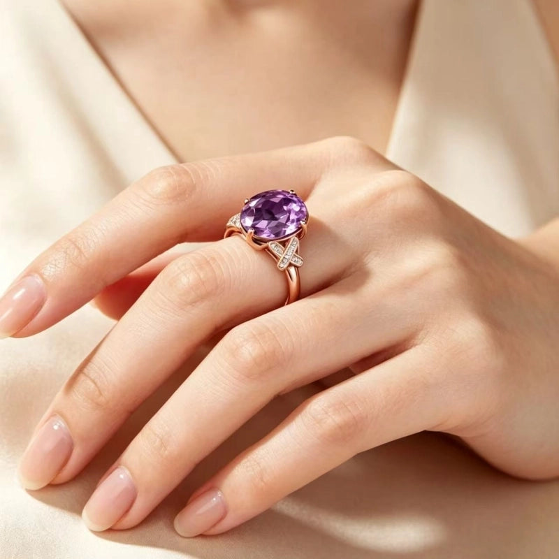 Natural Amethyst Energy Ring - Quiet Protection, Gentle Wisdom
