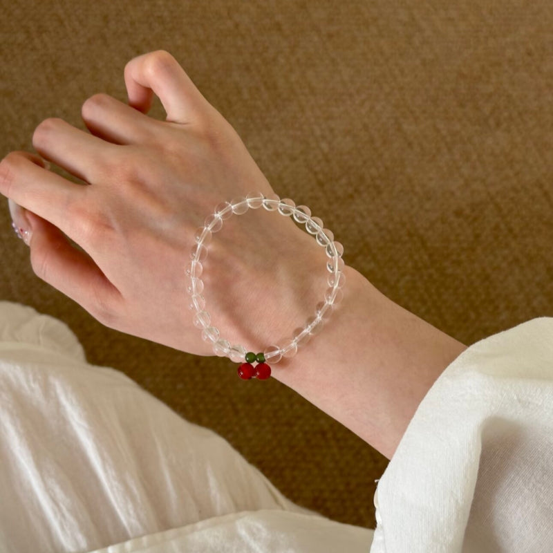 Cherry Clear Quartz Bracelet – Purify, Attract Wealth, Boost Relationships