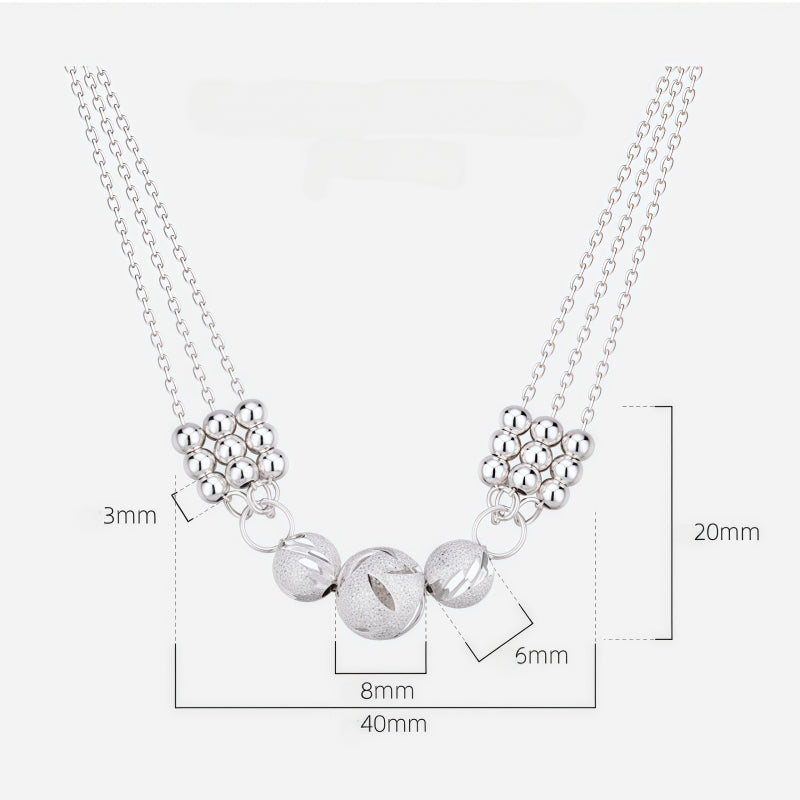Ornate Carved S999 Ball Necklace/Bracelet/Earrings Jewelry Set, Gift for Friends
