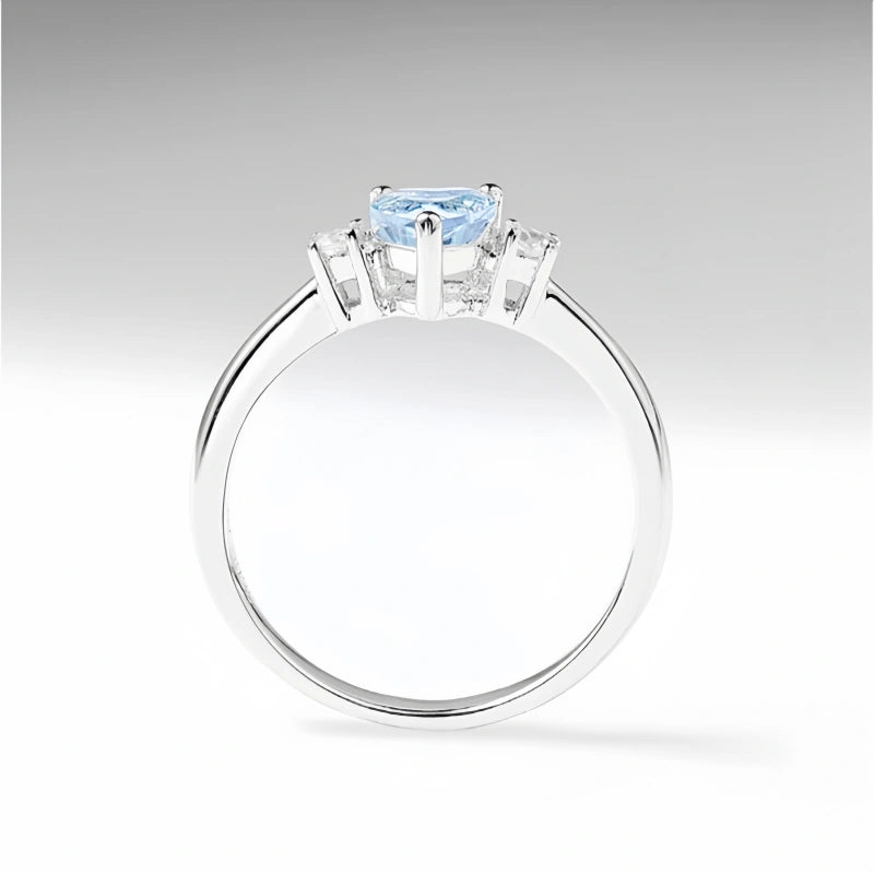 Bague Cœur Aigue-marine Naturelle - Attire la Richesse & Porte-bonheur du Gentilhomme