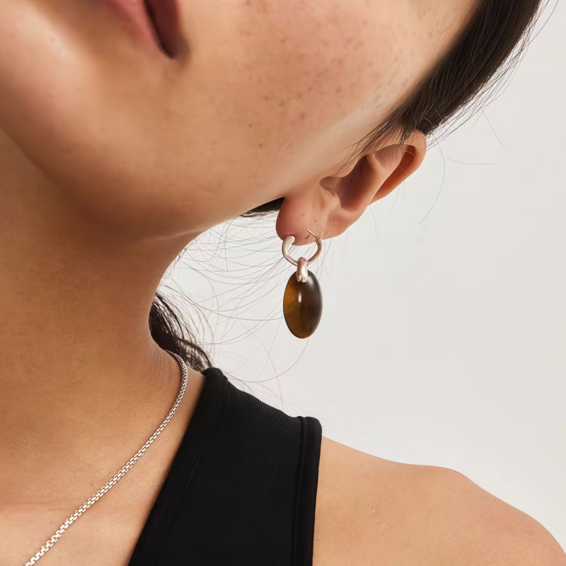 Earth‑Tone Tiger Eye Necklace&Earrings Jewelry Set - Dispels Negative Energy