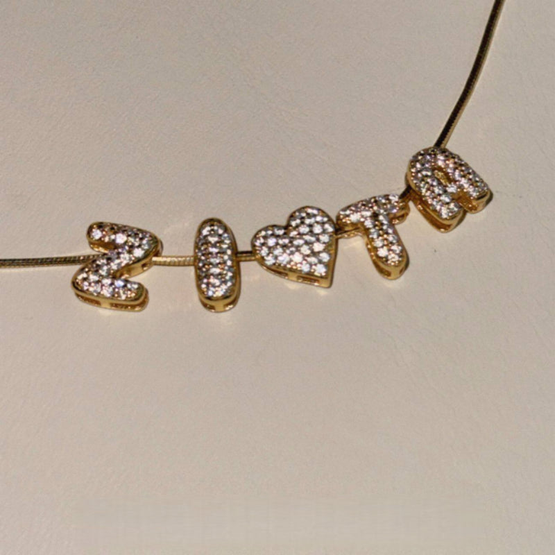 Craft Your Unique Signature | Custom 26 Letters DIY Paved Diamond Name Necklace