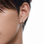 Unisex Tiger Eye Star Hoop Earrings — Minimalist Niche Crystal for Fortune & Good Luck