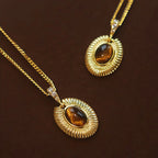 Collier en pierre naturelle Œil de tigre, chaîne pour femme vintage style Maillard