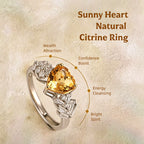 Bague en cristal naturel de citrine Cœur Ensoleillé – Lumière dorée, chance durable
