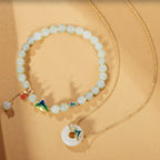Vintage Oriental Hetian Jade Mountain Enamel Set - Protection & Peace