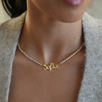 Dainty Personalized Letter Tennis Chain Necklace Custom Jewelry