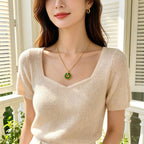 Ping An Lock Pendant Necklace, Minimalist Light Luxury Jade Sweater Chain for Women