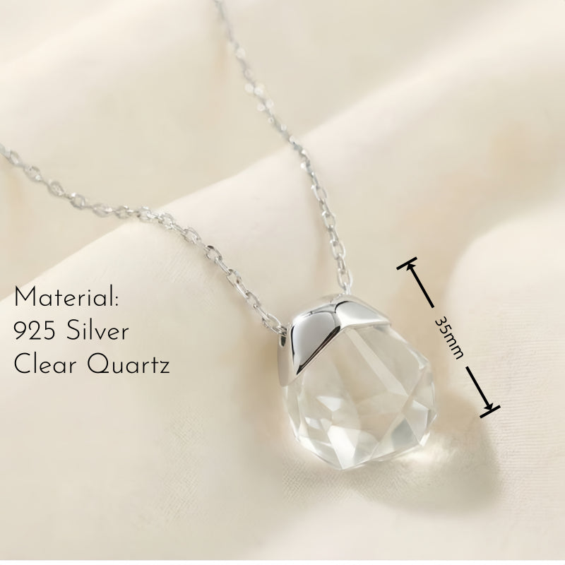 Clear Quartz Crystal Necklace  Irregular Faceted Pendant