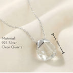 Collier en cristal de quartz clair Pendentif facetté irrégulier