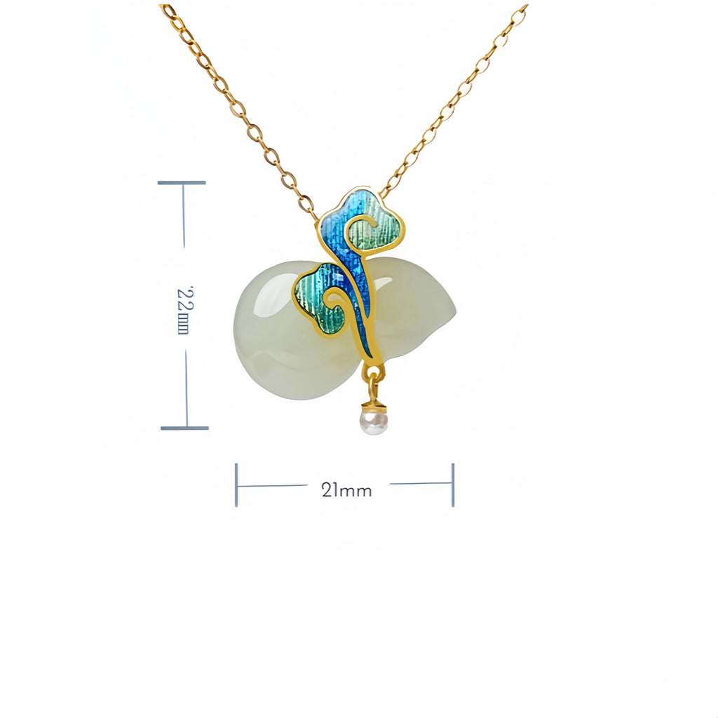 Hetian Jade Gourd & Cloud Necklace - Symbolizing Good Fortune And Peace