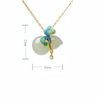 Hetian Jade Gourd & Cloud Necklace - Symbolizing Good Fortune And Peace