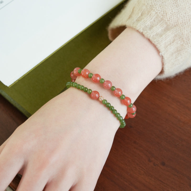 Bracelet en jade Hetian naturel Lotus Éclat Pur