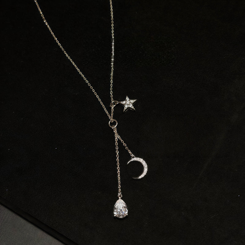 Star & Moon Blessing Necklace/Earrings - Stars Guide Your Path, Waterdrop Holds Spiritual Energy