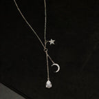 Collier/Boucles d'oreilles Bénédiction Étoile et Lune - Les Étoiles Guident Votre Chemin, la Goutte d'Eau Contient l'Énergie Spirituelle