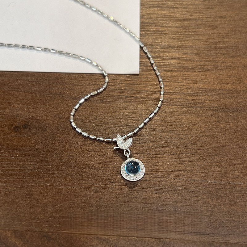 Natural Aquamarine Butterfly Necklace - Gentle as Water, Free as a Butterfly