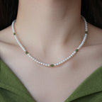 Hetian Jade Pearl Bracelet Necklace Set - Gentle luck, Inner peace, and Harmonious Relationships
