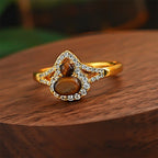 Maillard Golden Tiger Eye Gourd Silver Studs — Fortune Crystal Earrings & Ring Set