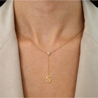 Y-Neck Custom Initial Necklace Adjustable Versatile Personalized Choker