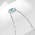 Devil's Eye Necklace, Pure Silver Zircon Vintage Collarbone Chain