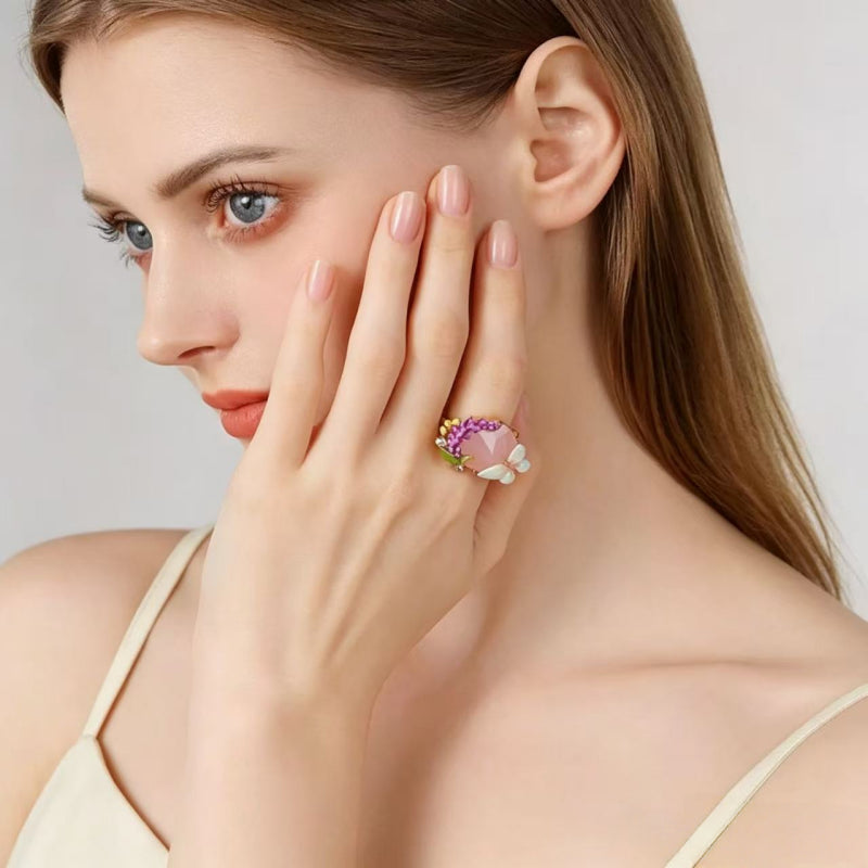 Lavender Gemstone Dream Butterfly Ring - Calm Ring