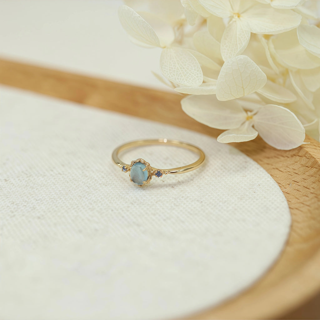 Oval Natural Aquamarine 3‑Piece Set - Courage & Peace